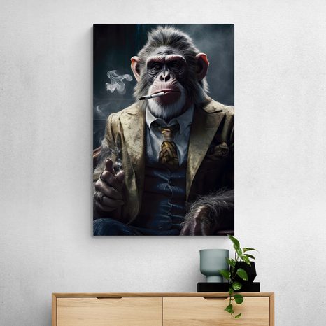 WANDBILD TIERISCHER GANGSTER SCHIMPANSE - BILDER - 🔥 TOTALAUSVERKAUF