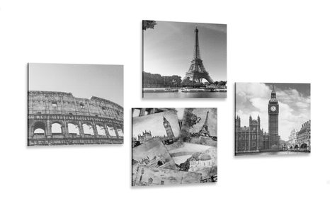 SET OF PICTURES HISTORICAL WEALTH IN BLACK & WHITE DESIGN
