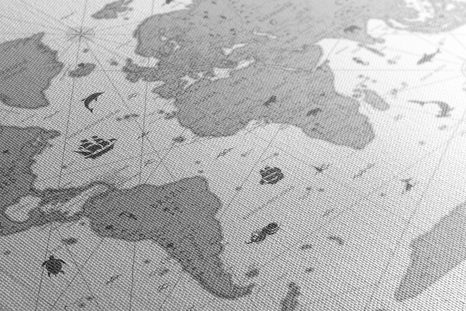 OBRAZ NA KORKU ČERNOBÍLÁ MAPA - OBRAZY NA KORKU - OBRAZY