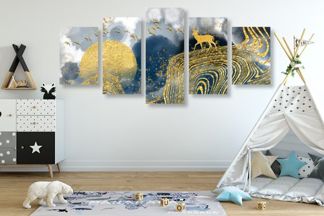 5-TEILIGES WANDBILD FANTASIELANDSCHAFT - ABSTRAKTE BILDER - BILDER