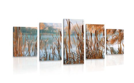5-PIECE CANVAS PRINT RIVER IN THE MIDDLE OF AUTUMN NATURE - PICTURES OF NATURE AND LANDSCAPE - PICTURES