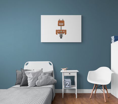 OBRAZ ROBOT V HNĚDÉ BARVĚ - DĚTSKÉ OBRAZY - OBRAZY