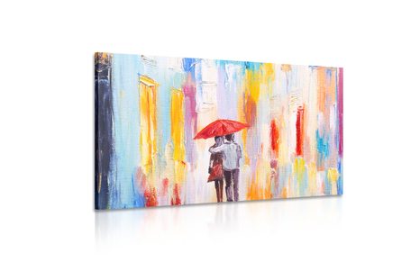 TABLEAU SUR TOILE – PROMENADE SOUS LA PLUIE - TABLEAUX D'AMOUR - TABLEAUX