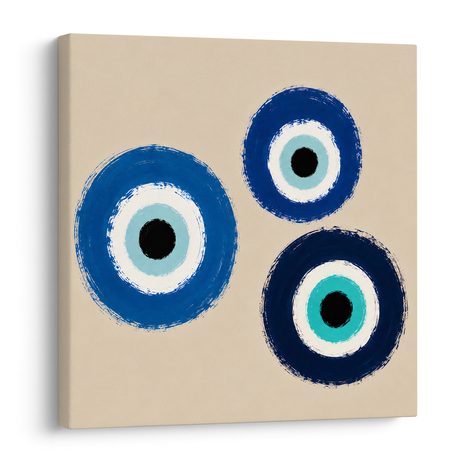 TABLEAU SUR TOILE – TROIS YEUX BLEUS D’HARMONIE - TABLEAUX PAR THÈME - TABLEAUX