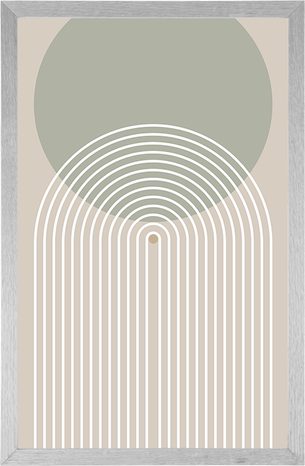 POSTER KHAKI KREIS MIT EINEM REGENBOGEN MID-CENTURY - MOTIVE AUS UNSERER WERKSTATT - POSTER