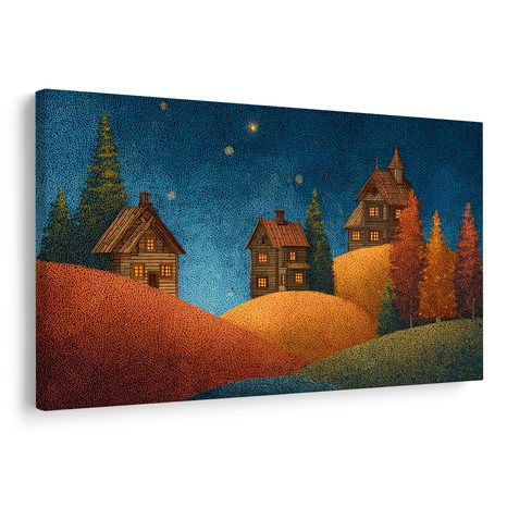 WANDBILD ZAUBERHAFTES WEIHNACHTSDORF - BUNTE HÄUSER - BILDER