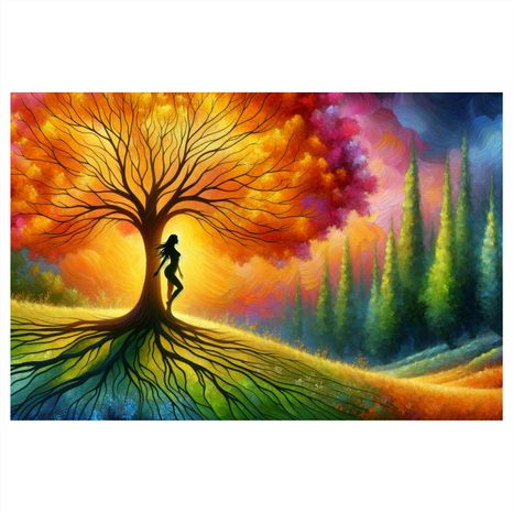 OBRAZ TAJEMNÁ SILUETA U STROMU ŽIVOTA - OBRAZY STROMY ŽIVOTA - OBRAZY