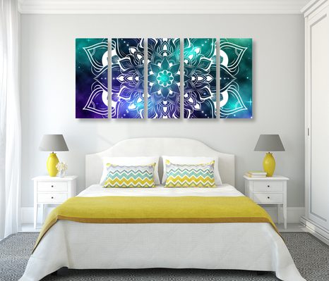 5-DÍLNÝ OBRAZ MODERNÍ MANDALA S ORIENTÁLNÍM VZOREM - OBRAZY FENG SHUI - OBRAZY