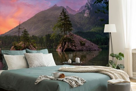 CARTA DA PARATI – TRAMONTO SUL PAESAGGIO MONTANO - CARTA DA PARATI NATURA - CARTA DA PARATI