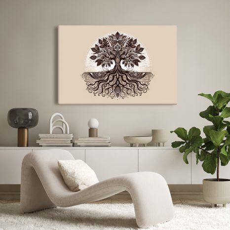WANDBILD ELEGANTER BAUM DES LEBENS MIT WURZELN - BILDER BÄUME DES LEBENS - BILDER