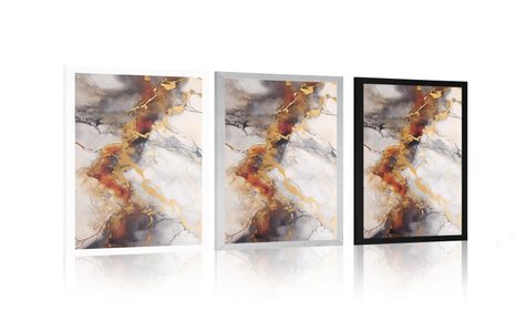 PLAKAT SMEĐE-SIVI MRAMOR - MRAMORNA APSTRAKCIJA - PLAKATI
