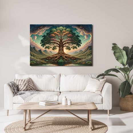 OBRAZ MAJESTÁTNÍ STROM ŽIVOTA V HORÁCH - OBRAZY STROMY ŽIVOTA - OBRAZY