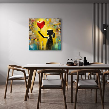 WANDBILD SILHOUETTE EINES MÄDCHENS MIT BALLON - WANDBILDER FRAUEN - BILDER