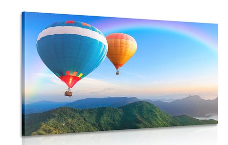 CANVAS PRINT ADVENTUROUS BALLOONS - PICTURES OF NATURE AND LANDSCAPE - PICTURES