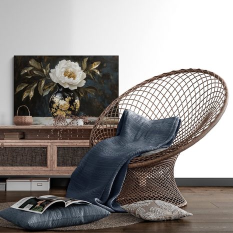 WANDBILD IMITATION VON ÖLGEMÄLDE BLUME IN EINER VASE - WANDBILDER VASEN - BILDER