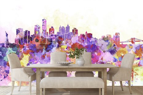 TAPETE NEW YORK IN AQUARELL - TAPETEN VON STÄDTEN - TAPETEN