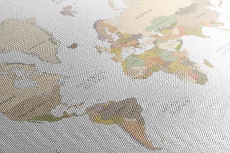 OBRAZ NA KORKU MAPA SVĚTA S VINTAGE PRVKY - OBRAZY NA KORKU - OBRAZY