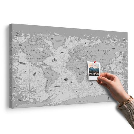 OBRAZ NA KORKU MAPA V ČERNOBÍLÉM PROVEDENÍ - OBRAZY NA KORKU - OBRAZY