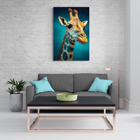 QUADRO SU TELA – GIRAFFA BLU-ORO - QUADRI I DOMINATORI DEL REGNO ANIMALE - STAMPE E QUADRI