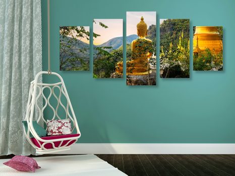 TABLOU 5-PIESE VEDERE LA BUDDHA DE AUR - TABLOURI FENG SHUI - TABLOURI