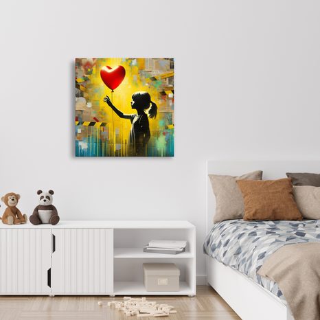 WANDBILD SILHOUETTE EINES MÄDCHENS MIT BALLON - WANDBILDER FRAUEN - BILDER