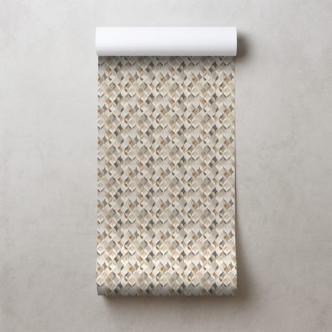 TAPETE BEIGE GEOMETRIE MIT 3D-EFFEKT - GEMUSTERTE TAPETEN - TAPETEN