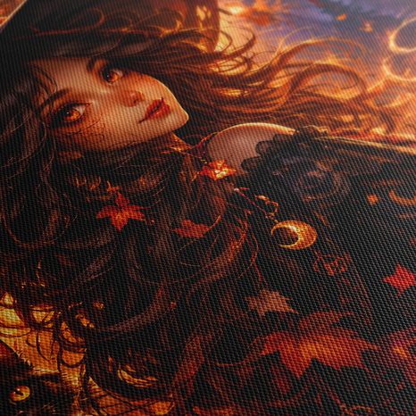QUADRO SU TELA – STREGA INCANTATA CON ZUCCA - QUADRI HALLOWEEN E HORROR - STAMPE E QUADRI