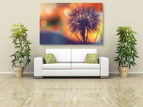 КАРТИНА НА ПЛАТНО – СИЯЕЩО ГЛУХАРЧЕ - КАРТИНИ С ЦВЕТЯ - КАРТИНИ