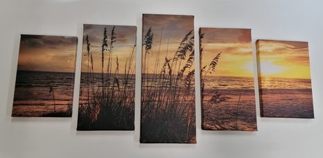 5-DELNA SLIKA SONČNI ZAHOD NA PLAŽI - SLIKE NARAVE IN POKRAJINE - SLIKE
