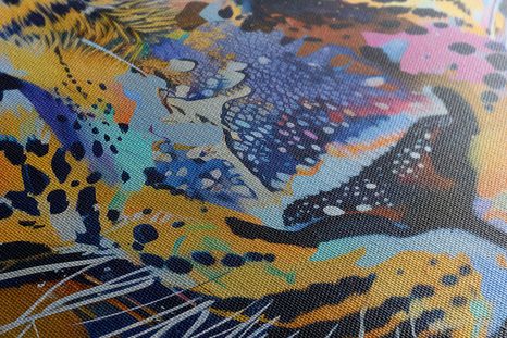 QUADRO SU TELA – LEOPARDO CON IMITAZIONE DI PITTURA - QUADRI DI LEONE E TIGRE - STAMPE E QUADRI