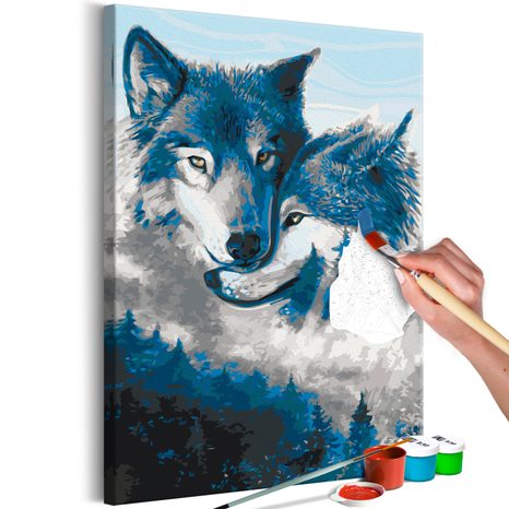 PICTURE PAINTING BY NUMBERS WOLVES IN LOVE