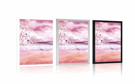 POSTER REIHER IN ROSA - TIERE - POSTER