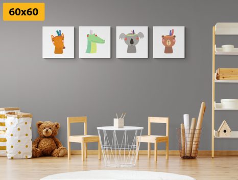 SET OBRAZŮ ROZTOMILÍ ZVÍŘECÍ INDIÁNI - SESTAVY OBRAZŮ - OBRAZY