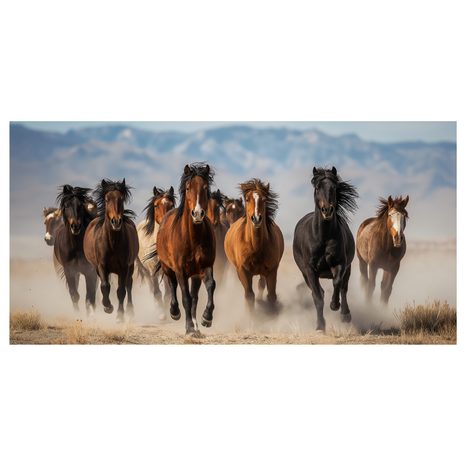 WANDBILD HERDE VON PFERDEN IN BEWEGUNG - BILDER VON PFERDEN - BILDER
