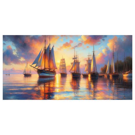 OBRAZ VEČER V PŘÍSTAVU - OBRAZY VÝCHOD A ZÁPAD SLUNCE - OBRAZY