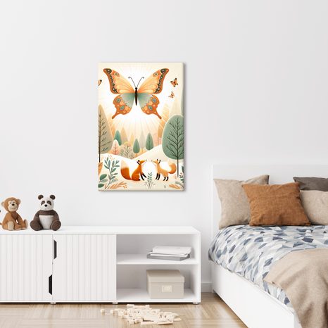 OBRAZ MOTÝL NAD LIŠKAMI V PŘÍRODĚ - DĚTSKÉ OBRAZY - OBRAZY