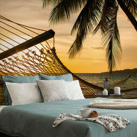 WALL MURAL HAMMOCK ON THE BEACH - WALLPAPERS NATURE - WALLPAPERS
