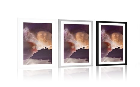 POSTER MIT PASSEPARTOUT GEHEIMNISVOLLES WOLFSGEHEUL - MOTIVE AUS UNSERER WERKSTATT - POSTER