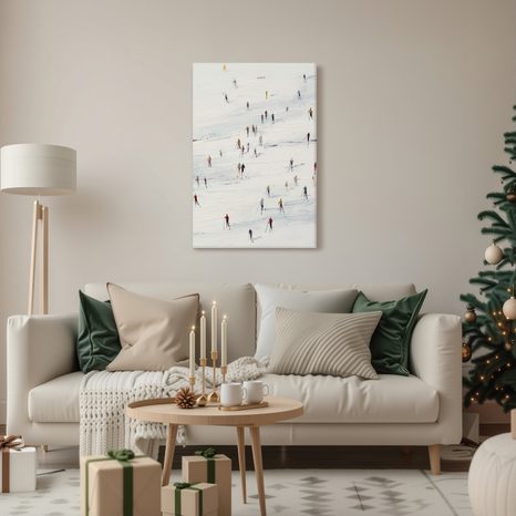 OBRAZ ZIMNÍ RADOVÁNKY NA SVAHU - VÁNOČNÍ A ZIMNÍ OBRAZY - PICTURES