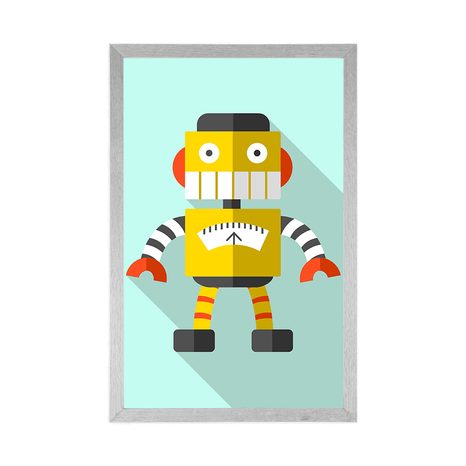 POSTER GELBER ROBOTER AUF BLAUEM HINTERGRUND - ROBOTER - POSTER