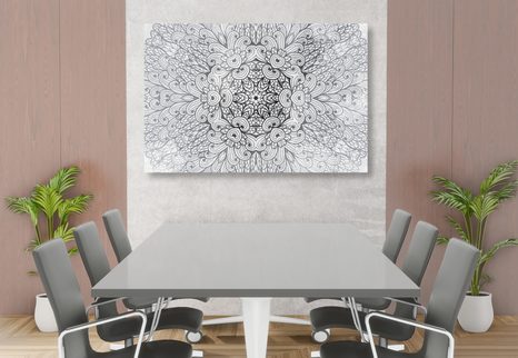 OBRAZ ETNICKÁ MANDALA V ČERNOBÍLÉM PROVEDENÍ - ČERNOBÍLÉ OBRAZY - OBRAZY