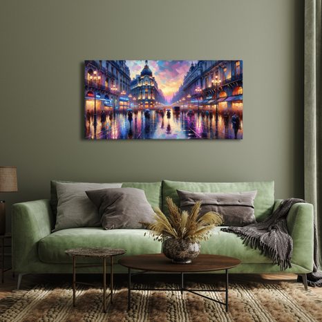 OBRAZ VEČERNÍ MĚSTO V DEŠTI - OBRAZY PAŘÍŽ - OBRAZY