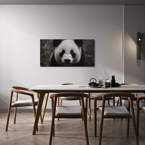 WANDBILD LÄCHELNDER SCHWARZ-WEISSER PANDA - BILDER TIERE - BILDER