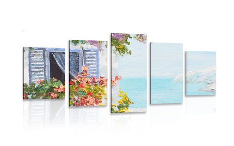 5-PIECE CANVAS PRINT HOUSE AND A SEA VIEW - PICTURES OF NATURE AND LANDSCAPE - PICTURES