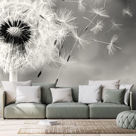 WALL MURAL MAGICAL BLACK AND WHITE DANDELION - WALLPAPERS - 🔥 TOTAL SALE 🔥