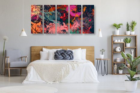 5-DÍLNÝ OBRAZ KVĚTINY V ABSTRAKTNÍM POJÍMÁNÍ - ABSTRAKTNÍ OBRAZY - OBRAZY