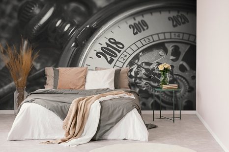 SAMOLEPÍCÍ FOTOTAPETA ČERNOBÍLÉ KAPESNÍ HODINKY - SAMOLEPÍCÍ TAPETY - TAPETY