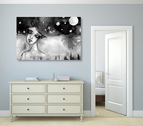 OBRAZ MĚSÍČNÍ VÍLA V ČERNOBÍLÉM PROVEDENÍ - ČERNOBÍLÉ OBRAZY - OBRAZY