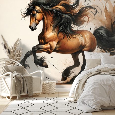 SAMOLEPÍCÍ FOTOTAPETA DIVOKÝ AKVARELOVÝ KŮŇ - ΤΑΠΕΤΣΑΡΊΑ ΑΛΌΓΩΝ - ΤΑΠΕΤΣΑΡΊΕΣ