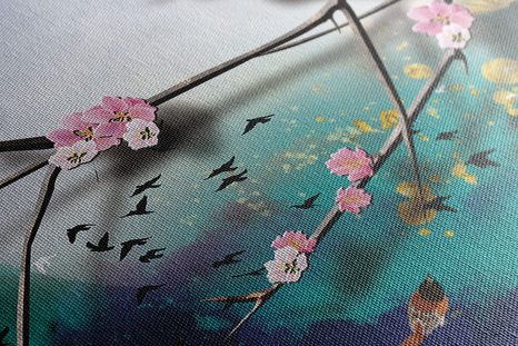 QUADRO SU TELA – RAMI DELL'ALBERO SOTTO LA LUNA PIENA - QUADRI DI NATURA E PAESAGGIO - STAMPE E QUADRI